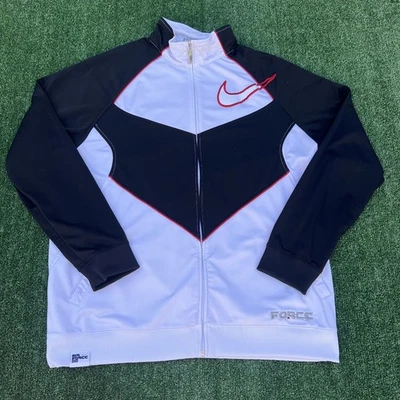 Chaqueta cortavientos vintage Nike Force para hombre 2XL blanca Swoosh baloncesto Y2K 00s Foto 1 de 4