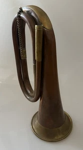 Cuerno de corneta militar vintage de cobre y latón - Imagen 1 de 7