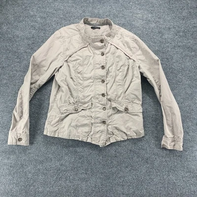 Maurices 夹克女式大号米色纽扣轻便模拟领 100% 棉 — 第 1/4 张图片