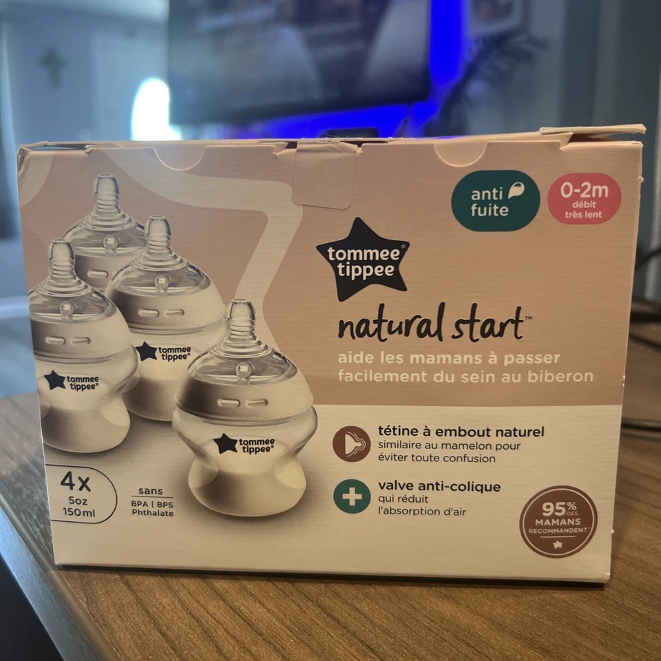 Tommee Tippee 4-pk Closer To Nature 5 oz. Biberones - Recién nacido flujo extra lento Foto 1 de 4