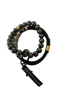 Anthony Jacobs 2 Piece Bracelets labradorite genuine stone Men's - Picture 1 of 7