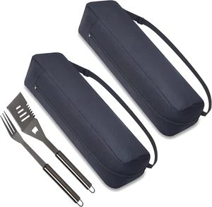 2 Pcs Grill Tool Storage Bags BBQ Utensil Grilling Bags Oxford Cloth Barbecue Ho - Picture 1 of 12