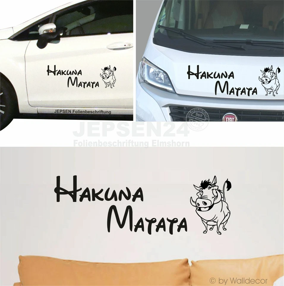 Hakuna Matata Pumba 60x20cm Aufkleber für Auto Wohnmobil Bus Wände Wohnwagen