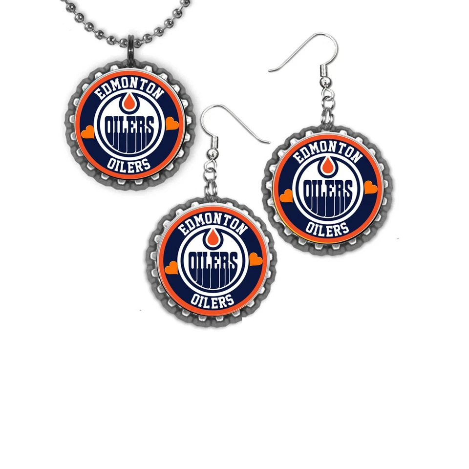 Edmonton Oilers Conjunto Pendientes y Collar Gran Regalo Color Plata Set Foto 1 de 1