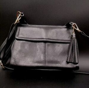FOSSIL Double Sided Crossbody Shoulder Bag / Purse  in Black Leather . Very Nice