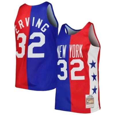 New York Nets Julius Erving Mitchell & Ness Blue/Red Split NBA Swingman Jersey - Image 1 of 4
