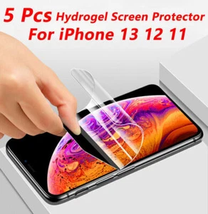 5 Pcs Hydrogel Screen Protector For iPhone 15 14 13 12 11 Pro Max Silicone Clear - Picture 1 of 10