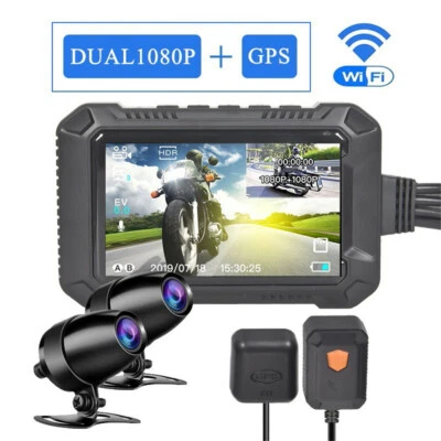 Motorcycle DVR GPS 3" LCD Waterproof Dual Lens Camera WIFI Video Recorder - Image 1 of 4