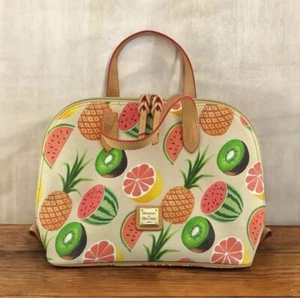 Dooney & Bourke Purse Ambrosia Tropical Fruit Zip Zip Medium Satchel Bag Beige - Picture 1 of 23