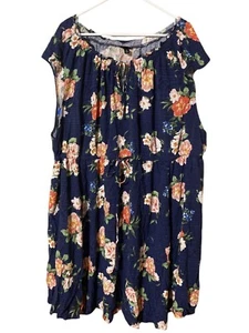 Torrid Off Shoulder Floral Dress Women’s 6/6X Blue Sleeveless Drawstring Comfort - Picture 1 of 15