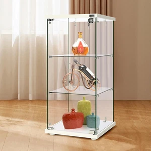 16W X 16D X 33H Glass Display Cabinet Showcase Countertop with Lock Tempered Gla - Picture 1 of 12