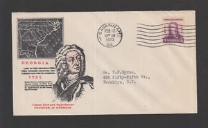"Carta de presentación FDC EE. UU. 1933 - James Edwrd Ogiethorpe ""Fundador de Georgia" - Imagen 1 de 1