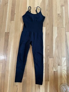 Unbranded Cami Unitard In Black Blue Sz S Compressive Yoga Athletic Sexy Worn 1x - Picture 1 of 5