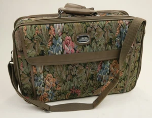 Vintage Jordache Suitcase Floral Tapestry Luggage Shoulder Strap 20" x 14" x 6" - Picture 1 of 7