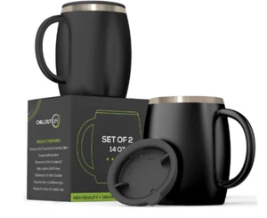 Stainless Steel Insulated Coffee Mugs Set of 2 14 oz - Double Wall Coffee Cup... - Picture 1 of 6