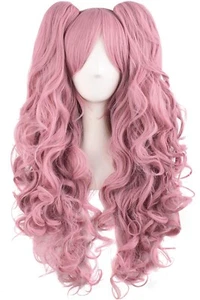 Rouge Pink 28"/70cm Long Curly Clip Ponytails Heat Resistant For Party Cosplay - Picture 1 of 7