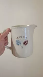 Arabia Finland pitcher red blue leaves Finnish design - Picture 1 of 10