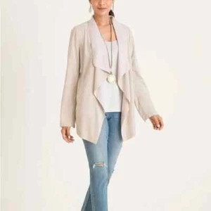 Chico’s Travelers Collection Faux-Suede Jacket with pockets Chico 4 is US 20/22 - Picture 1 of 6