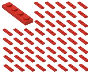 ☀️50x NEW LEGO 1x4 Red Plates (#3710) BULK Parts City Building Snow Ice - Picture 1 of 1