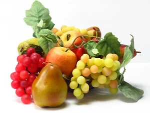 Vintage realistische künstliche künstliche Apfel-Birnen-Trauben aus künstlichem Kunststoff Menge 15 - Bild 1 von 12