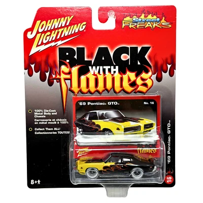 Johnny Lightning Black With Flames 1969 Pontiac GTO 1:64 Diecast WHITE LIGHTNING - Image 1 of 4