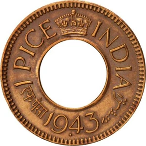 India - British | 1 Pice Coin | Wreath | Km:533 | 1943 - 1947 - Picture 1 of 12