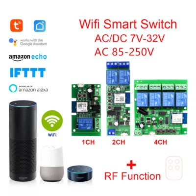 TUYA WiFi Smart Switch Modul Funkschalter DC 7V 12V 32V AC 230V F Alexa Google - Bild 1 von 4