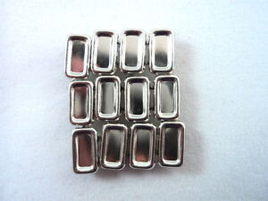 12 Plain Concave Rectangle Silver Tone Studs Clothing Leather 3/8"