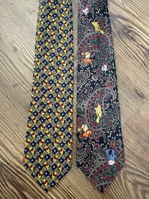 Vintage Disney Winnie The Pooh Necktie Paisley Set Of 2 - Image 1 of 4