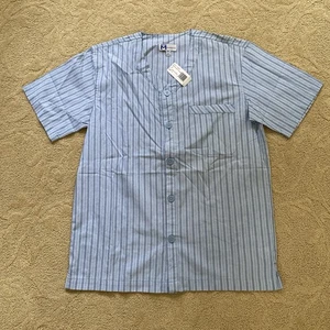 NWT Majestic International Light Blue Stripe Short Sleeve Knee Leg Pajama Size M - Picture 1 of 6