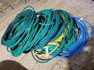 10 Ethernet Cables 10ft Cat 6 550MHz Snagless Yellow Green Blue As Is Photo - Photo 1/1