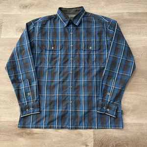 Camisa Kuhl Response Eluxur Para Hombre XL Manga Larga Negra Azul A Cuadros Aire Libre Senderismo - Imagen 1 de 10