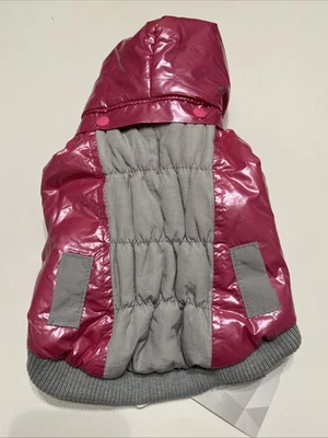 Pet Life 3M Thinsulate Pink Gray Dog Parka Coat Removable Hood Small Pet Life - Image 1 of 4
