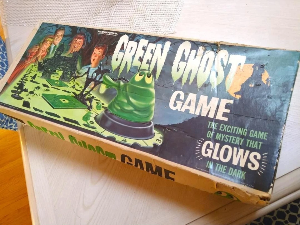 Vintage 1965 Green Ghost Glow In the Dark Board Game Transogram Mostly Complete - Image 1 of 4