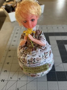 "Muñeca de costura vintage de 6,5"" con cojín de prendedor de la vieja dama abuela abuela" - Imagen 1 de 6