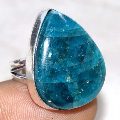Anillo enchapado en plata 925 apatita azul EE. UU. 5 joyas de uso diario JW Foto 1 de 3