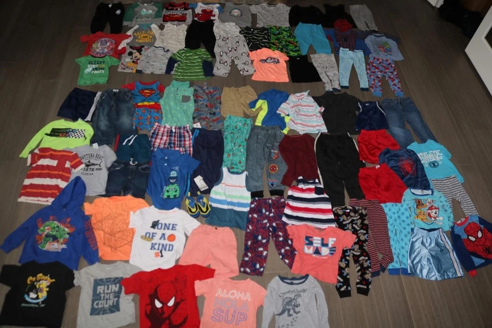 HUGE LOT 113 YOUTH BOYS SHIRTS SHORTS PANTS CARTERS GAP MARVEL TMNT LEGO 3 4 5 - Image 1 of 4