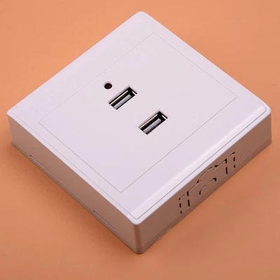 Dual USB Wall Socket Charger Power Adapter Plug Outlet Plate Panel White New - Image 1 of 4