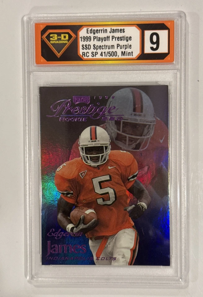 1999 Playoff Prestige SSD Edgerrin James RC Spectrum Purple SP 41/500 Colts - Image 1 of 3