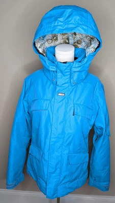 Jaqueta de esqui Oakley snowboard feminina pequena caimento solto azul estampa passaporte Y2K - Imagem 1 de 4