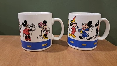 Набор винтажных кофейных кружек с персонажем Mickey & Minnie Mouse 1928-90 - Изображение 1 из 4