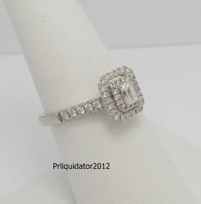 1/2CT Natural Emerald Diamond Engagement Wedding Bridal Ring 14K White Gold Band - Image 1 of 4