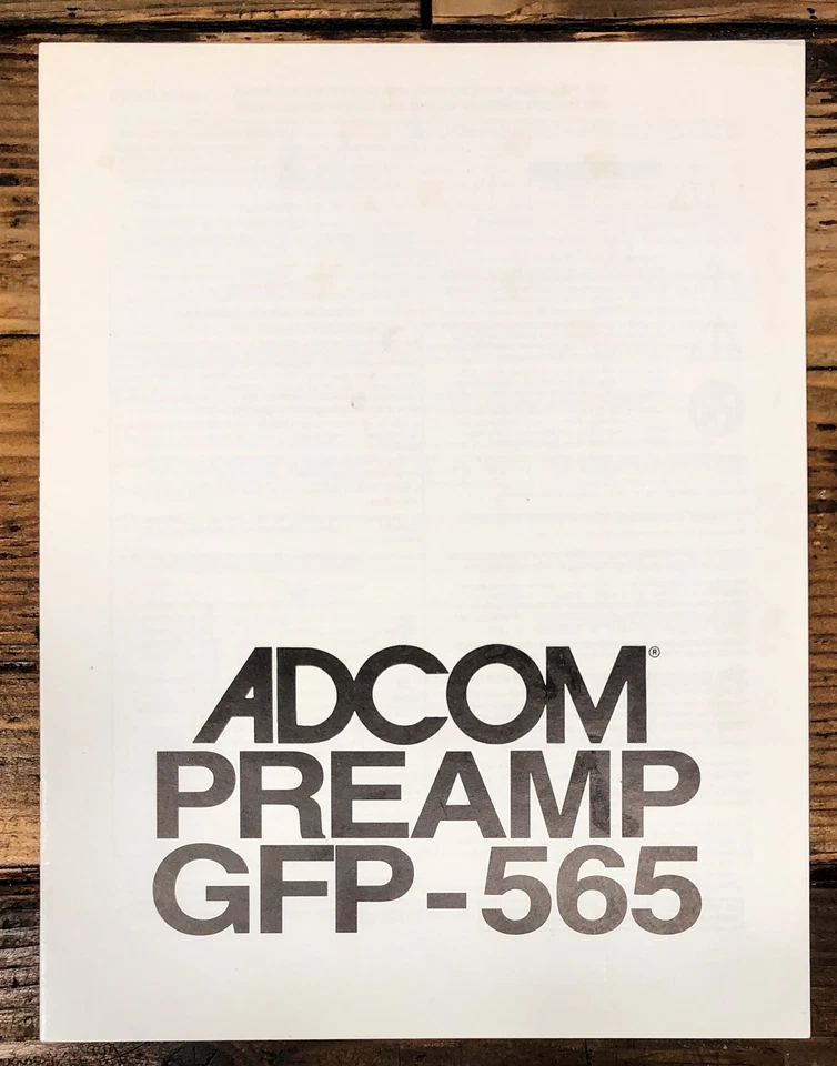 Adcom GFP-565 Preamp / Preamplifier Owners / User Manual *Original* - Image 1 of 1