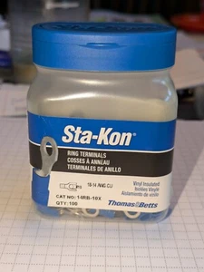 Sta-Kon Thomas & Betts 14RB-10X, 18-14 AWG Nylon Ring Terminal #10 Nieten, Menge 100 - Bild 1 von 7