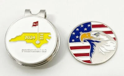 2024 US OPEN Golf Hatclip Pinehurst No. 2 Ballmarkers [2] Silver Eagle USA logo — 第 1/3 张图片