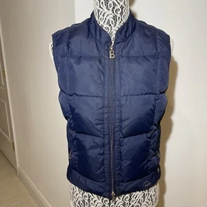 Bogner S Logo Navy Blue Goose Down Filled Vest Navy Pockets Made in USA Winter - Picture 1 of 14