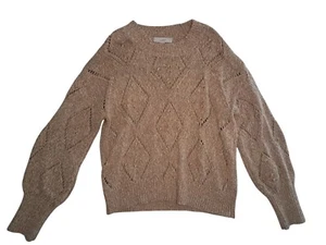 Loft Pullover Damen XL meliert Geo Pointelle Bommel lässig braun hellbraun neutral - Bild 1 von 11