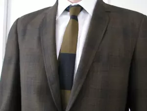 Men's Vintage 1950s-60s Narrow Tie Wool/Silk Blend SQUARE END! Mid Century - Picture 1 of 8