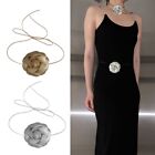 Vintage Liquid Metal Flower Collar Choker Necklace Jewelry Neck Chain for Women