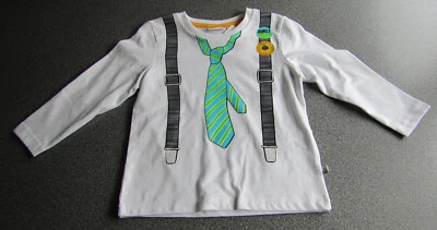 LIEGELIND NKD Baby Jungen LangarmShirt Hosenträger Krawatten Aufdruck festlich NEU